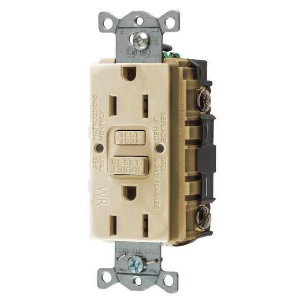 Receptáculo GFCI Hubbell Wiring Device-Kellems, Comercial, Marfil, 15A, 0.5 HP - GFRWR15I