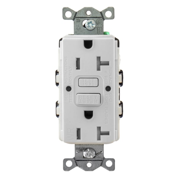 Dispositivos de Protección de Energía Hubbell Wiring Device-Kellems, Receptáculo, Autoprueba, GFCI, IG, TRWR, Grado Comercial, 20A 125V, 2 Polos 3 Cables de Tierra, 5-20R, Blanco - GFTWRST20WIG