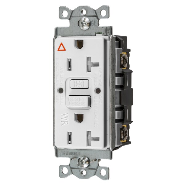Dispositivos de Protección de Energía Hubbell Wiring Device-Kellems, Receptáculo, Autoprueba, GFCI, IG, TRWR, Grado Comercial, 20A 125V, 2 Polos 3 Cables de Tierra, 5-20R, Blanco - GFTWRST20WIG