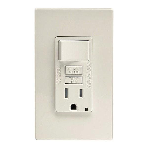 Leviton SmartlockPro 15 amperios 125 V tomacorriente/color almendra 5-15R 1 pieza - C26-GFSW1-00T