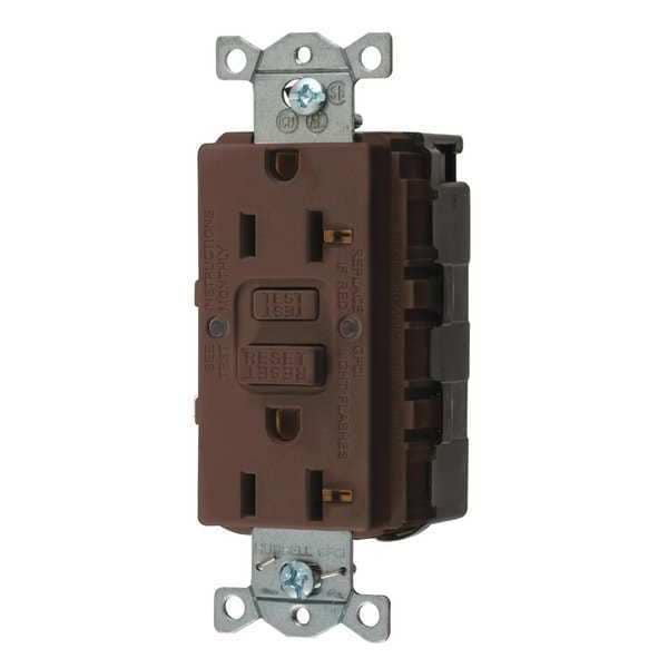 Receptáculo GFCI Hubbell Wiring Device-Kellems, 20A, 125VAC, 5-20R, café - SNAPGF20