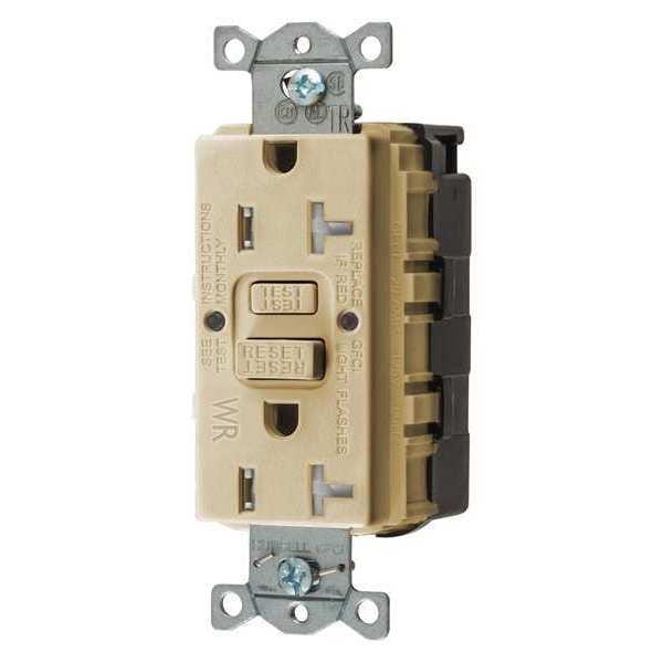 Receptáculo GFCI Hubbell Wiring Device-Kellems para uso comercial, color marfil, 20A, 1 HP - SNAPGFTW20I