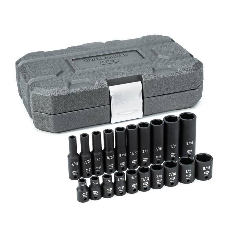 Juego de dados de impacto GEARWRENCH de 1/4 de pulgada de accionamiento SAE (20 piezas) - 84900
