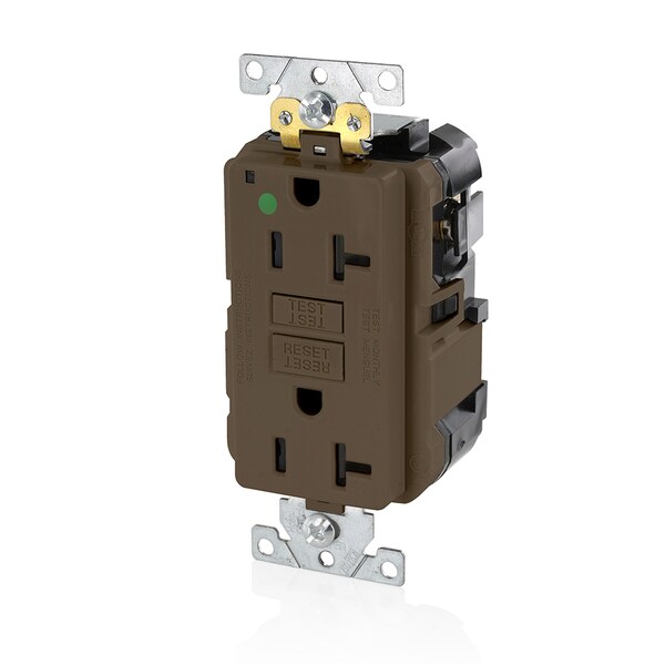 Receptáculo GFCI Leviton, 20A, 125Vac, 5-20R, Café - MGFN2-HG