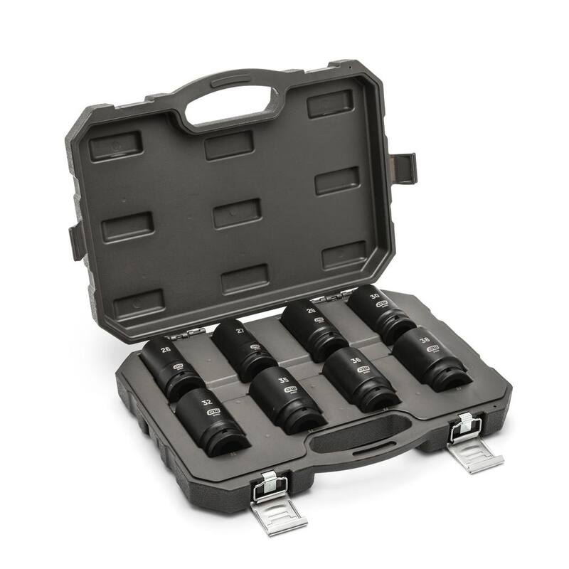 Juego de dados de impacto profundos métricos de 6 puntos de 3/4 de pulgada de GEARWRENCH con estuche de almacenamiento (8 piezas) - 84032