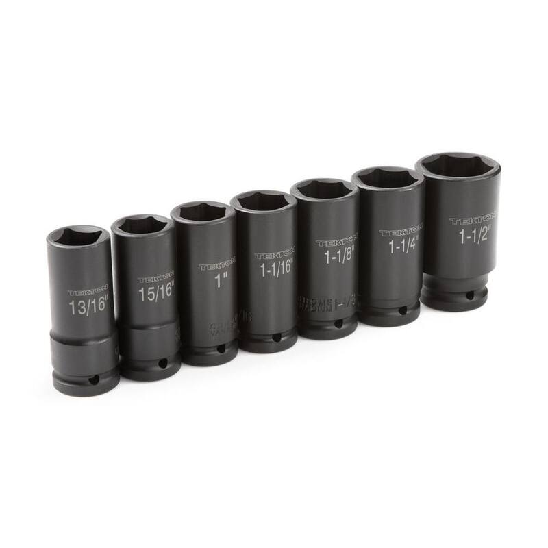 Set de dados de impacto profundo de 6 puntos TEKTON de 3/4 de pulgada de accionamiento, 13/16 a 1-1/2 pulgadas - 4890