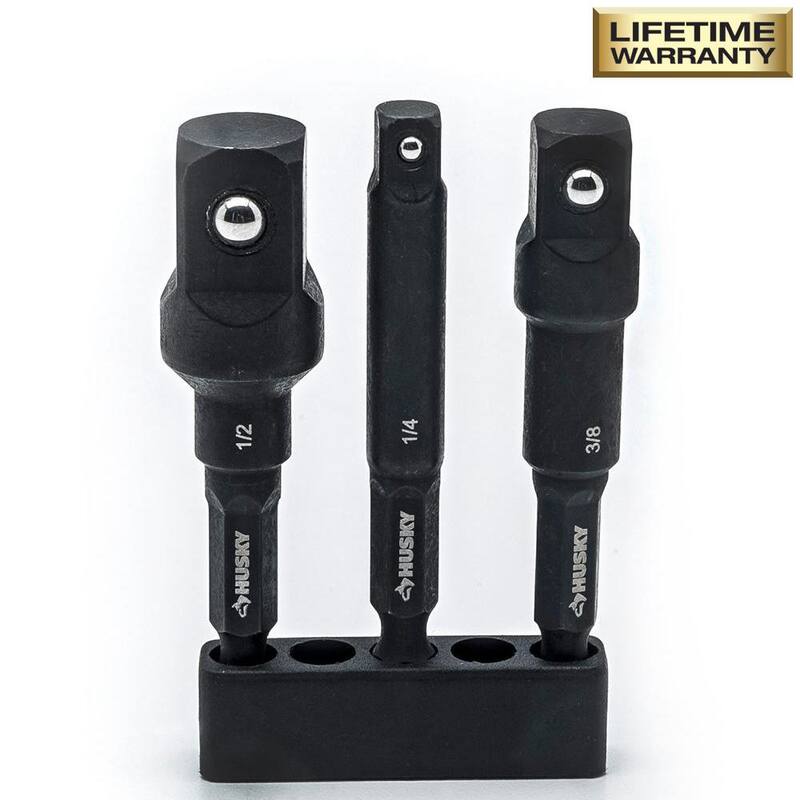 Juego de dados de impacto Husky de 1/2 pulgadas, con medidas SAE/Métricas de 6 puntos y adaptador de sockets de impacto Multi-Drive (67 piezas) - HIMPSAPT67PCCMB