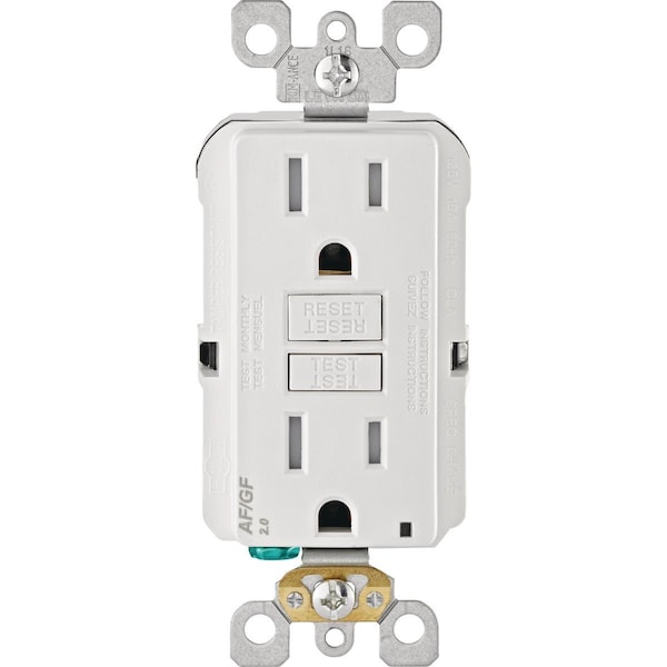 Tomacorriente inteligente de doble función SmartLockPro 15A de grado residencial blanco con protección AFCI/GFCI - R12-AGTR1-0KW