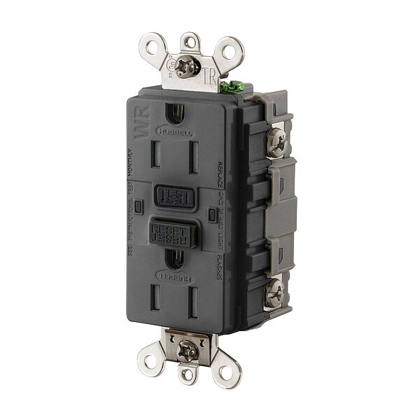 Receptáculo GFCI Hubbell Wiring Device-Kellems, 15A, 125VAC, 5-15R, Negro - GFSG5262BLK