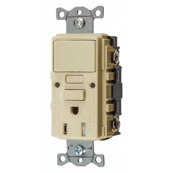 Receptáculo GFCI para uso comercial, marfil, 15A, 0.5 HP - GFSPST15I