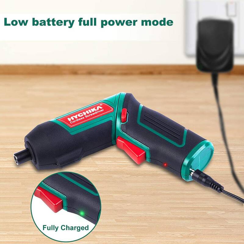 Destornillador eléctrico inalámbrico recargable de 3.6 voltios de iones de litio HYCHIKA con conexión rápida de 1/4 de pulgada, cargador y 20 accesorios - SD-4F