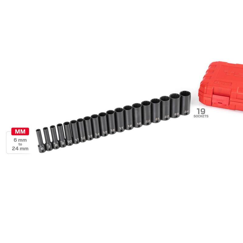 Juego de 19 piezas de llaves de impacto de 12 puntas de 3/8 pulgadas TEKTON, (6 - 24 mm) - SID91307