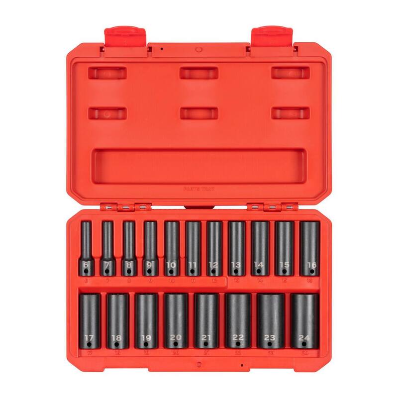 Juego de 19 piezas de llaves de impacto de 12 puntas de 3/8 pulgadas TEKTON, (6 - 24 mm) - SID91307