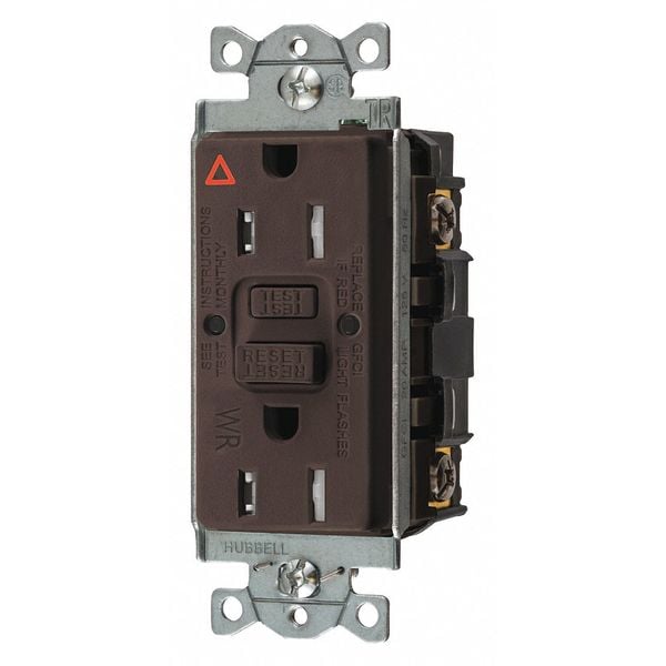 Receptáculo GFCI Hubbell Wiring Device-Kellems, Comercial, Café, 15A, 0.5 HP - GFTWRST15IG