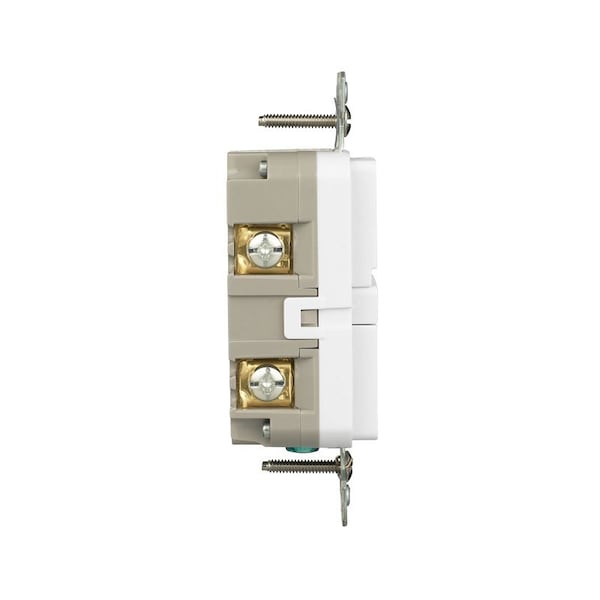 Receptáculo Eaton de interruptor de falla de tierra con protección contra manipulación, 125 V, 20 A, NEMA: NEMA 5-20R, cableado trasero y lateral, blanco - TRGF20W