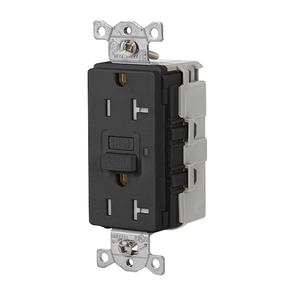 Receptáculo GFCI de Hubbell Wiring Device-Kellems, 20 Amp, Negro, Resistente, a Prueba de Manipulaciones, Resistente a la Intemperie, Auto-Prueba - SNAPGFTW20BLK