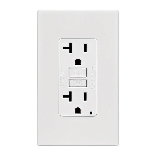 Leviton Tomacorriente GFCI blanco de 20 amperes 125 V 5-20R 1 paquete - GFNT2-0PW