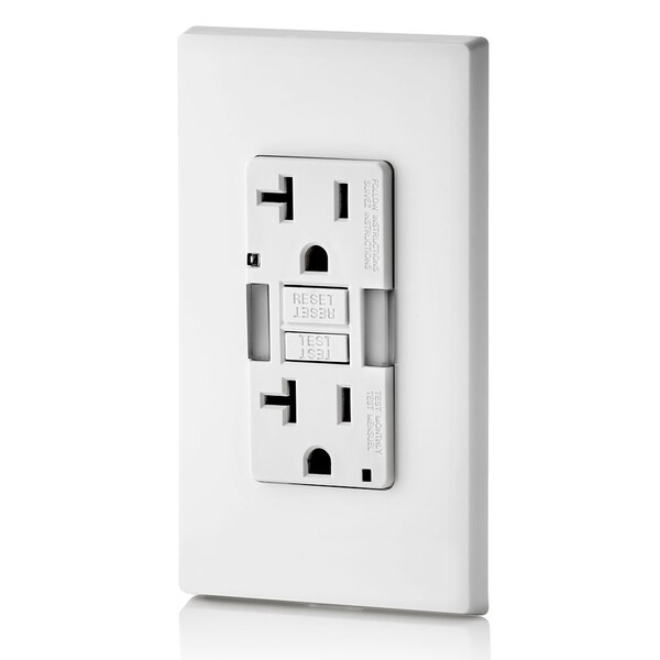 Receptáculo GFCI Leviton, 20A, 125Vac, 5-20R, Blanco - GFNL2-W