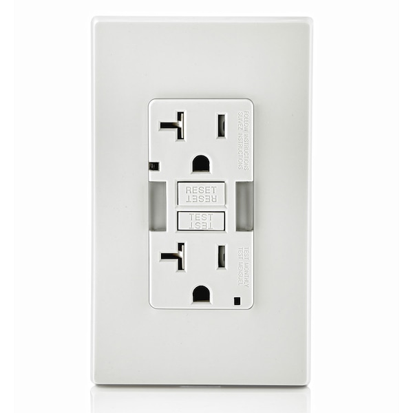 Receptáculo GFCI Leviton, 20A, 125Vac, 5-20R, Blanco - GFNL2-W