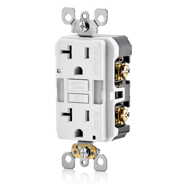 Receptáculo GFCI Leviton, 20A, 125Vac, 5-20R, Blanco - GFNL2-W