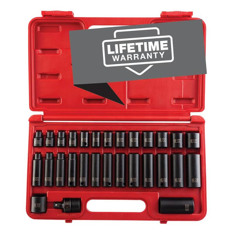 Juego de 29 piezas de dados de impacto métricos estándar y profundos de 3/8 de pulgada de SUNEX TOOLS - 3329