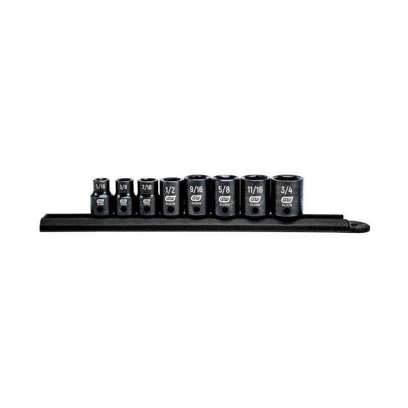 Juego de 8 piezas de Llaves de Impacto Estándar SAE de 6 Puntas de 3/8 pulgadas GEARWRENCH - 84910N.