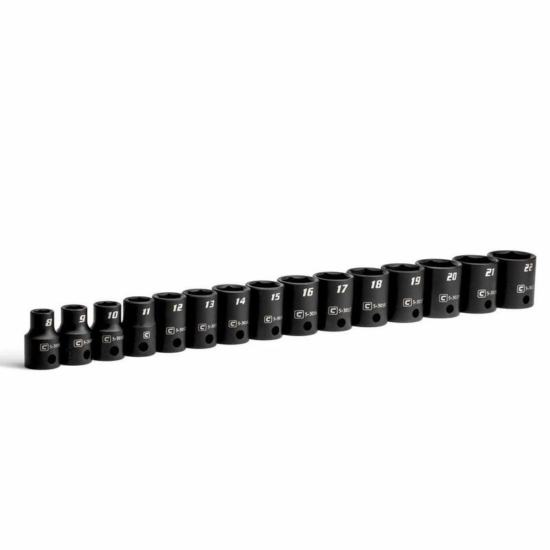 Set de impacto de llave métrica poco profunda de 3/8 pulgadas de Capri Tools (juego de 15 piezas) - CP53000-15MS.