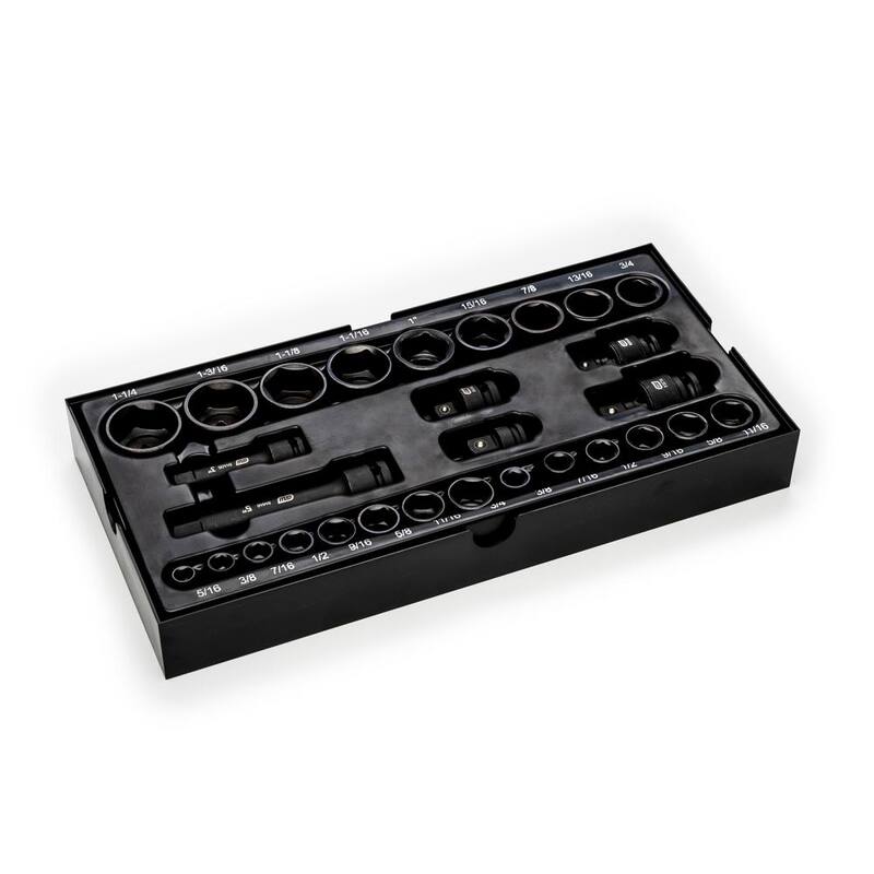 Juego de bandejas de impacto GEARWRENCH de 29 piezas SAE de 3/8 y 1/2 pulgadas - 85874
