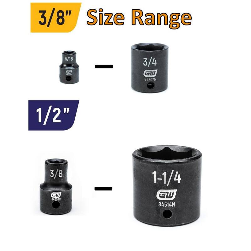Juego de bandejas de impacto GEARWRENCH de 29 piezas SAE de 3/8 y 1/2 pulgadas - 85874