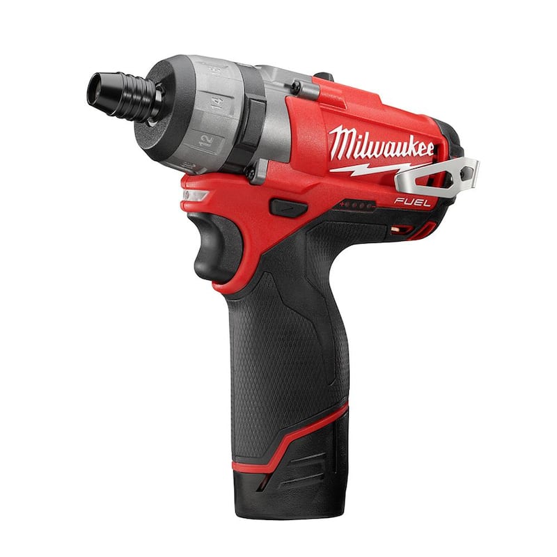 Milwaukee M12 FUEL 12V Inalámbrico Ión de Litio 1/4 in. Destornillador de 2 Velocidades Kit con Luz de Inundación Compacta M12 (Herramienta solamente) - 2402-22-2364-20