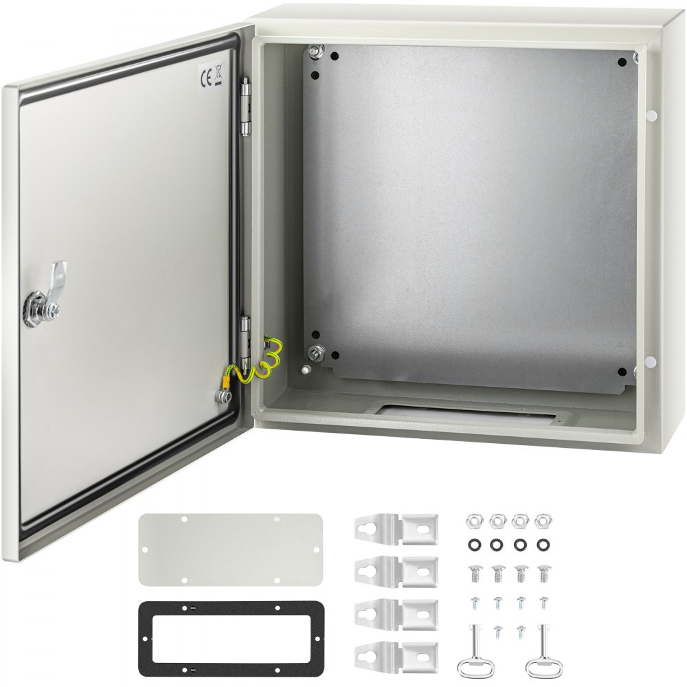 VEVOR NEMA Steel Enclosure, 16 x 16 x 6'' NEMA 4X Steel Electrical Box, IP66 Waterproof & Dustproof, Outdoor/Indoor Electrical Junction Box, with Mounting Plate - DQXJSTCFS40X40X15V0