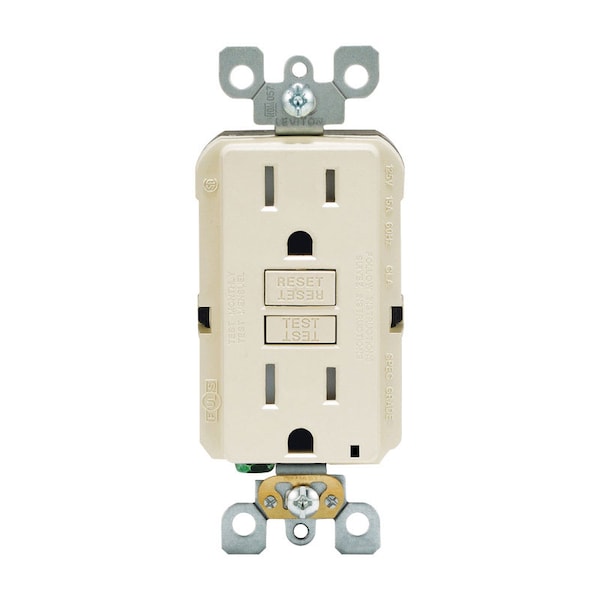 Leviton SmartlockPro Tomacorriente GFCI Dúplex Almendra Claro 15 amperios 125 V 5-15R 1 paquete - GFTR1-0KT