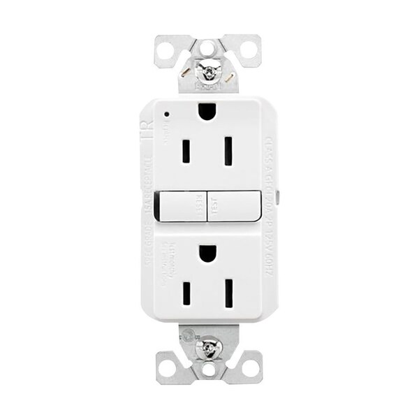 Eaton Wiring Devices Eaton Tamper-Resistant GFCI Receptacle, 125 V, 15 A, NEMA: NEMA 5-15R, Back, Side Wiring, White - TRGF15W-3-L