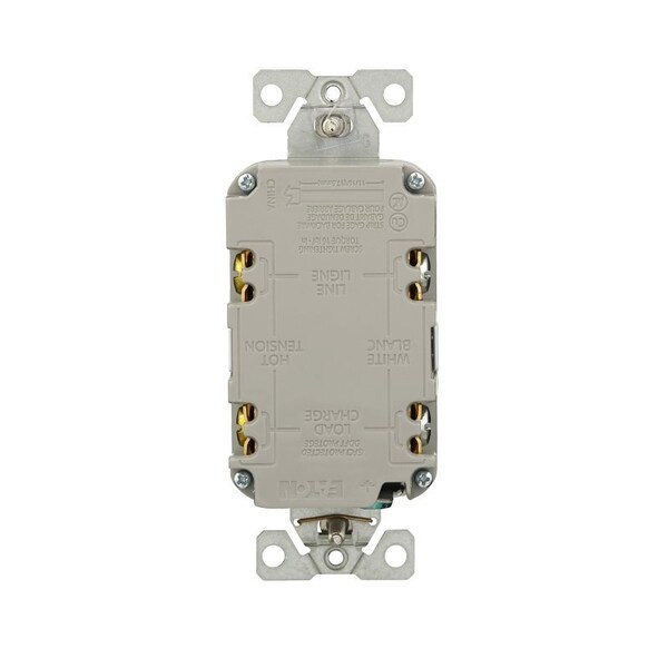 Eaton Wiring Devices Eaton Tamper-Resistant GFCI Receptacle, 125 V, 15 A, NEMA: NEMA 5-15R, Back, Side Wiring, White - TRGF15W-3-L