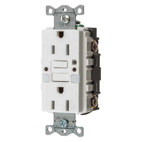 Receptáculo GFCI Hubbell Wiring Device-Kellems, Comercial, Blanco, 15A, 0.5 HP - GFRST15WNL