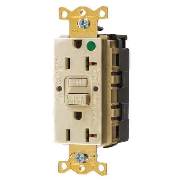 Tomacorriente GFCI Hubbell Wiring Device-Kellems, Hospital, Marfil, 20A, 1 HP - SNAPGF83I