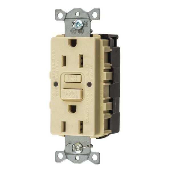 Receptáculo GFCI Hubbell Wiring Device-Kellems, 15A, 125VAC, 5-15R, Marfil - SNAPGFTW15I