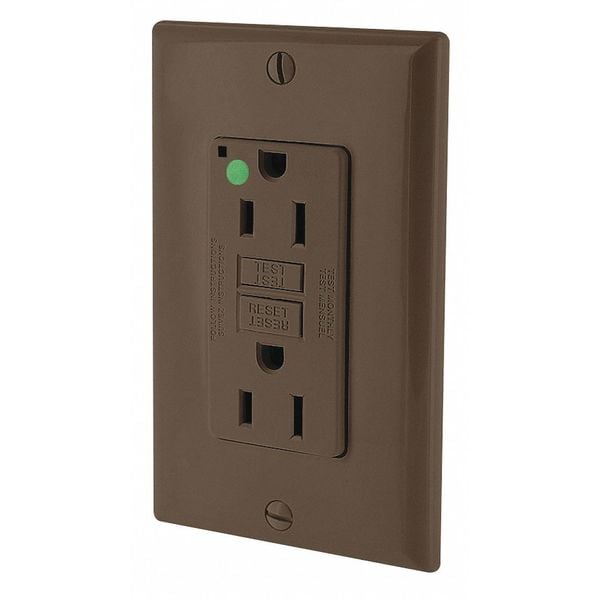 Receptáculo Leviton, Café, 15 A, GFCI, 2P3W, Negro;Sobretoma, 1 Pieza - GFNT1-HG
