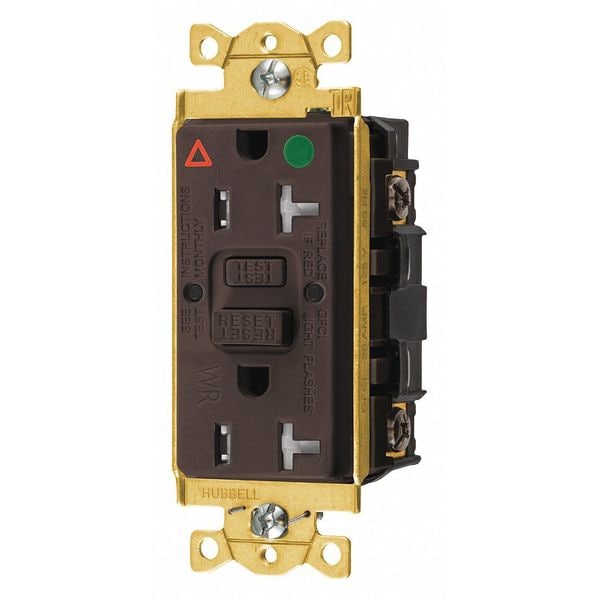 Receptáculo GFCI Hubbell Wiring Device-Kellems, Hospital, Marrón, 20A, 1 HP - GFTWRST83IG