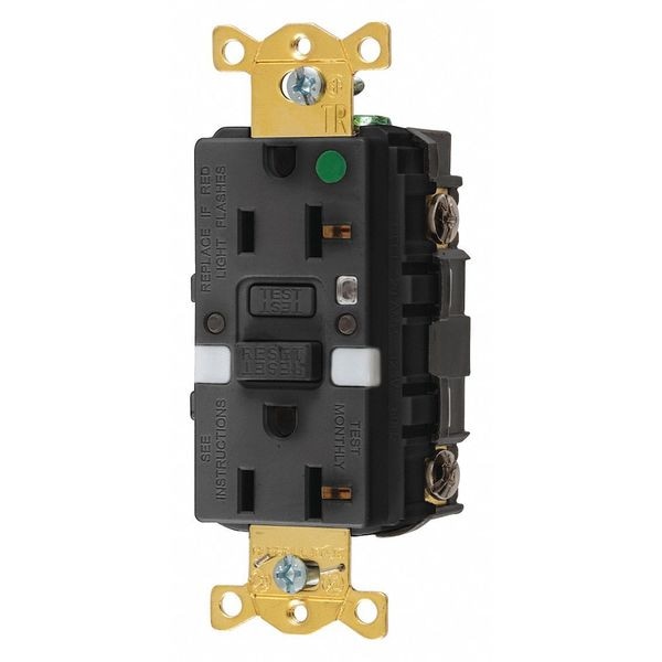 Receptáculo GFCI para hospital, negro, 20A, 1 HP - GFTRST83BKNL