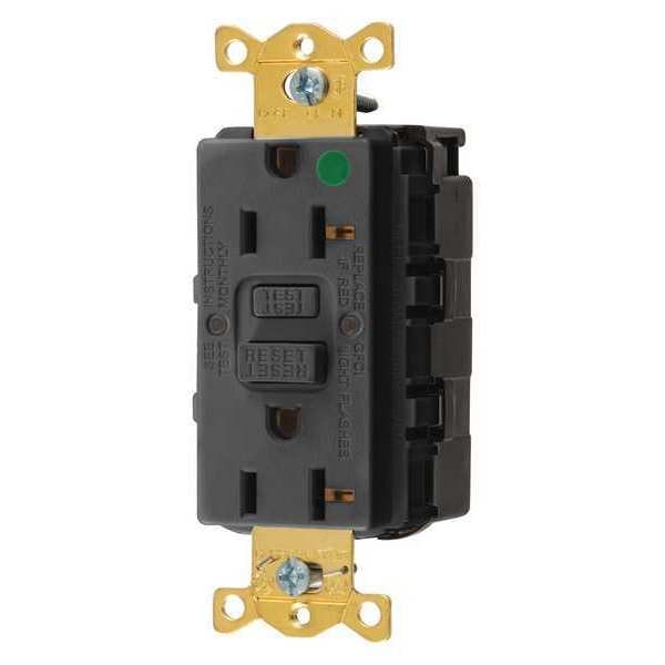 Receptáculo GFCI para hospital, negro, 20A, 1 HP - SNAPGF83BLK