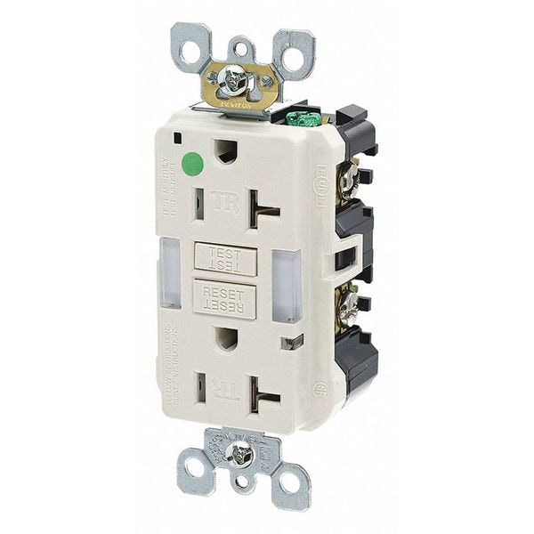 Leviton Receptáculo, Almendra, 20 A, GFCI, 2P3W, Negro;Seda, 1 pieza - GFNL2-HGT