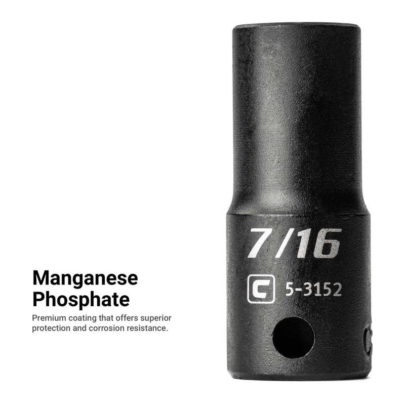 Juego de dados de impacto semiprofundos SAE de 3/8 pulgadas de Capri Tools (12 piezas) - CP53000-12SX