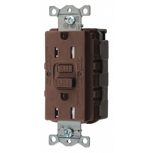 Receptáculo GFCI Hubbell Wiring Device-Kellems, Comercial, Marrón, 15A, 0.5 HP - SNAPGFTW15