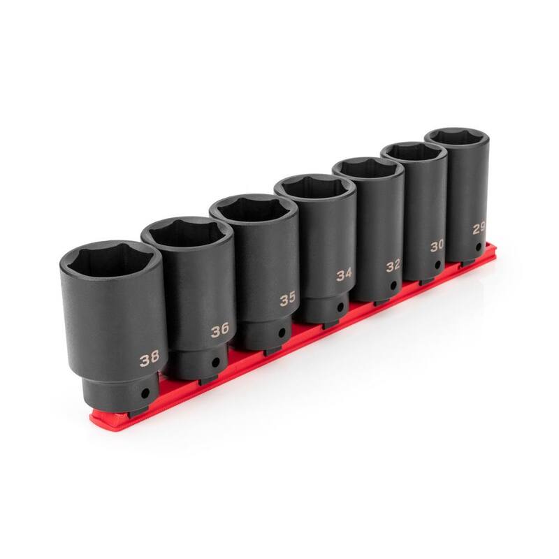 Juego de 7 piezas de impacto profundo de 1/2 pulg. para tuercas de eje de 6 puntos TEKTON con riel (29-38 mm) - SID92101