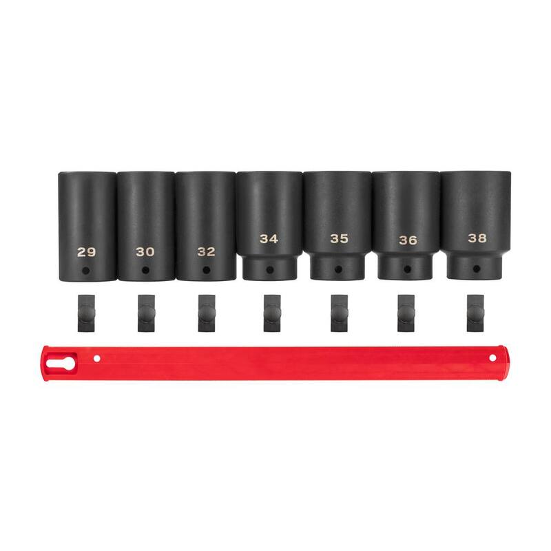 Juego de 7 piezas de impacto profundo de 1/2 pulg. para tuercas de eje de 6 puntos TEKTON con riel (29-38 mm) - SID92101
