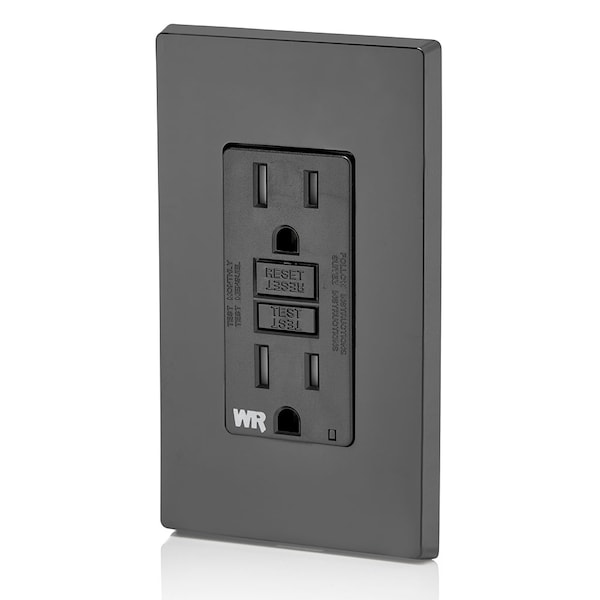 Receptáculo GFCI Leviton, 15A, 125Vac, 5-15R, Negro - GFWT1-E