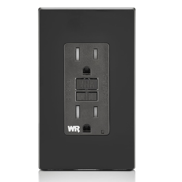 Receptáculo GFCI Leviton, 15A, 125Vac, 5-15R, Negro - GFWT1-E
