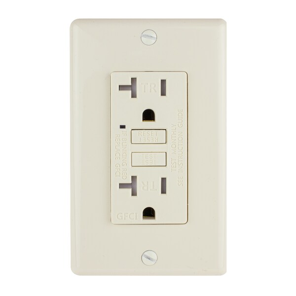Toma de corriente Faith Self-Test 20A TR GFCI, color almendra claro, paquete de 10 - GLS-20ATR-LA-10