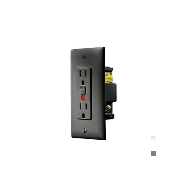 Tomacorriente doble GFCI con placa de cubierta negra - S807 de RV Designer